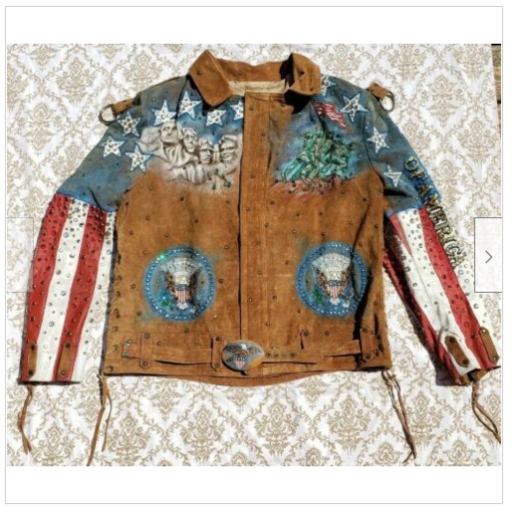 Tony Alamo Leather Jacket USA Patriotic Vintage